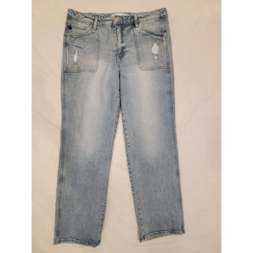 KanCan High-Rise Porkchop Pocket Straight Leg Jeans, Distressed‎ Women's Size 30